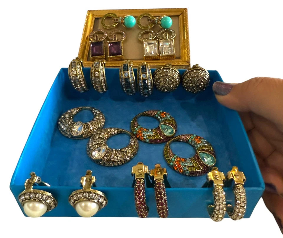Heidi Daus Sparkling Interchangeable Clip On Earring Wardrobe Large Lot - Image 1 of 4