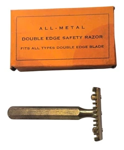 40's - 60's Vintage No Name Un-branded Double Edge Safety Razor Open Comb in Box - Picture 1 of 5