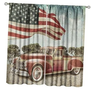 American Flag Retro Car Blackout Curtains, 21"W x 45"L (Pack of 2) Style-15 - Picture 1 of 8