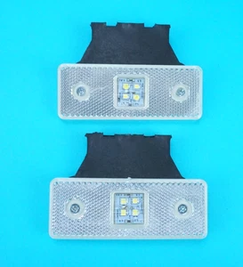 2 x Lámparas marcadoras delanteras LED SLIMLINE blancas en soporte - 12v y 24v - Remolque #1685 - Imagen 1 de 2