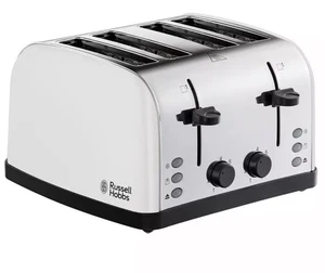 Russell Hobbs Worcester 4 Slice Toaster White Stainless Steel 28361 (SMALL DENT) - Picture 1 of 13