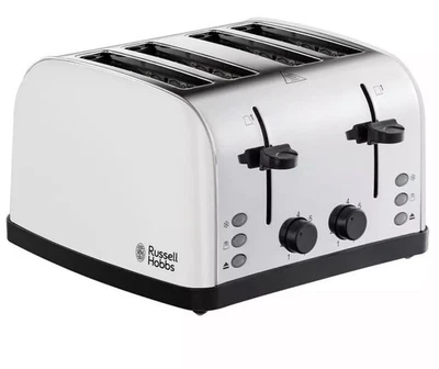 Russell Hobbs Worcester 4 Slice Toaster White Stainless Steel 28361 (SMALL DENT) - Image 1 of 4