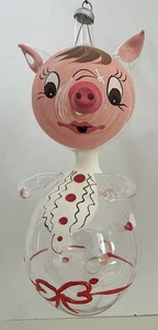 RARO ORNAMENTO VINTAGE DE CARLINI MAIALE DONNA SIGNORA NATALE ITALIANO VETRO SOFFIATO - Foto 1 di 13