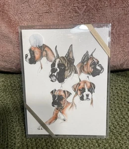 Vintage Grußkarten Boxer Haustier Hunde leere Notiz New Old Stock Box 10er Set neu aus altem Lagerbestand - Bild 1 von 2