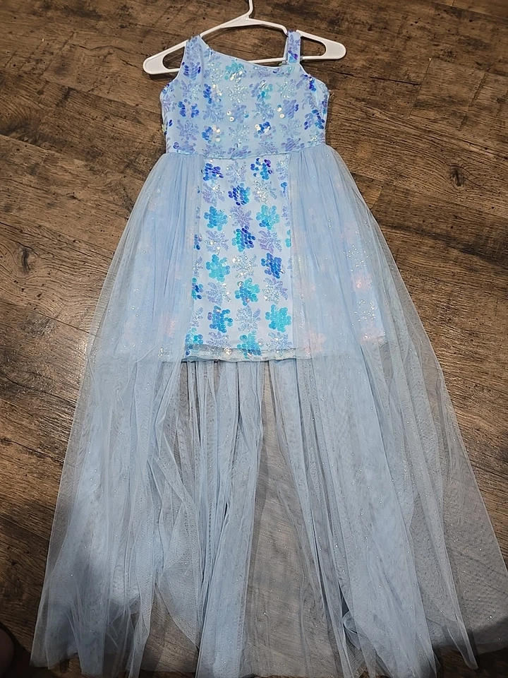 Rare Editions Girls Formal Dress Sz 10 Light Blue Sequin Sleeveless Tulle - Image 1 of 4