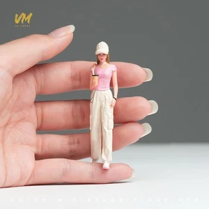 1/18 Cap Milk Tea Girl Diorama Miniature Figure Resin Model Scene For Car Toys - Picture 1 of 9