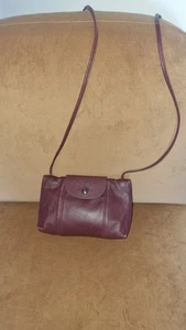 Longchamp Le Pliage Leather Shoulder Bag Crossbody Bordeaux Handbag Small - Picture 1 of 19