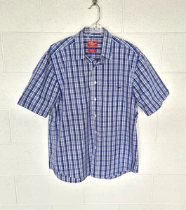 RM WILLIAMS Size L men's cotton blue & white check short sleeve shirt, EC - Picture 1 of 5