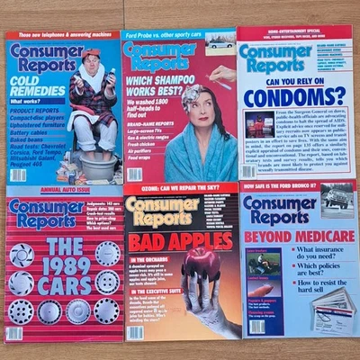 Lot Of 6 Vtg 1980s Consumer Reports Magazine 1989 Retro Products & Cars Edition - Imagem 1 de 4