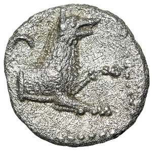 Kilikien, Laranda AR Obol "Baal & Wolf, Umkehranker" gut sehr fein - Bild 1 von 5