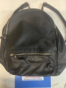 Unbranded Black Leather Backpack with Gold Zippers Excellent Condition - Picture 1 of 10
