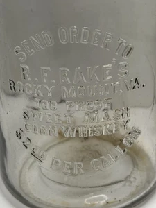 Antike R F RAKES Sweet Mash Corn Whisky Kanne Rocky Mount Prohibition Ära 1900er - Bild 1 von 23