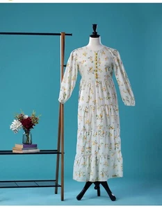 Women's 3 Layer Floral Long Sleeve Laces Maxi Dress Size M - Picture 1 of 13