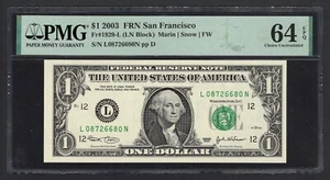 United States-Federal Reserve 1 Dollar 2003 Fr#1929-L (LN Block) UNC Grade 64 - Picture 1 of 2