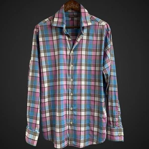 Peter Millar Sport Shirt Men’s Large Long Sleeve Colorful Plaid Summer Comfort - Picture 1 of 7