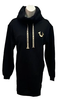 True Religion большого размера флис мини-платье размер XS в черный воронка шеи новый с Ярлыками - Изображение 1 из 4
