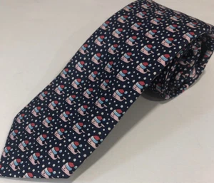 NWT Vineyard Vines Boy’s Santa Whale Christmas Silk Skinny Tie Preppy Navy $49 - Picture 1 of 5