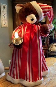 Oso de peluche de Navidad Telco Motionette 1996 eléctrico iluminado 24" con vela 524 - Imagen 1 de 11