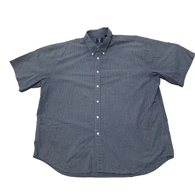 Arrow Seersucker Button Shirt Men 2XL Charcoal Blue Stripe Preppy Western 56" - Image 1 of 4