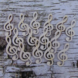 15pcs Clef Treble Clef 5cm Musicians Gift Birthday Wooden - Picture 1 of 1