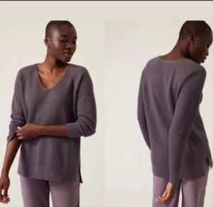 Maglione Athleta Hannover misto lana scollo a V costine spacchi laterali molto OVERSIZE XXS - Foto 1 di 8