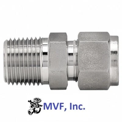 HSME 1/2" Tube OD x 1/2" Male NPT Male Connector 316S/S Tube Fitting  AMC8-8N-SS - Image 1 of 3