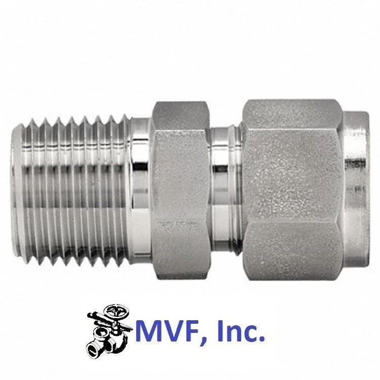 HSME 1/2" Tube OD x 3/8" Male NPT Male Connector 316S/S Tube Fitting  AMC8-6N-SS - Image 1 of 3