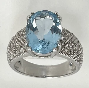 London Blue Topaz Silver Ring Vintage Size 8 - Picture 1 of 4
