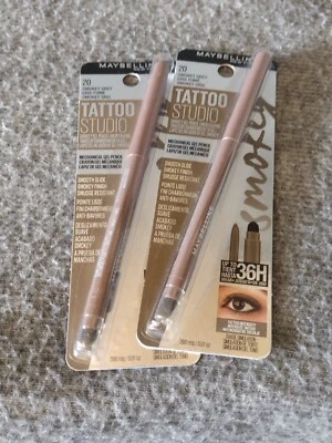 2x Maybelline Tattoo Studio Liner Gel Pencil #20 Smokey Grey Lasts 36H Eyeliner - Image 1 of 4