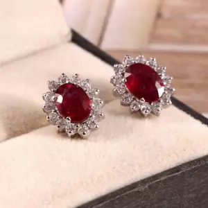 Natural Ruby Stone Earrings 925 Sterling Silver Jewelry Gift For Women - Picture 1 of 4