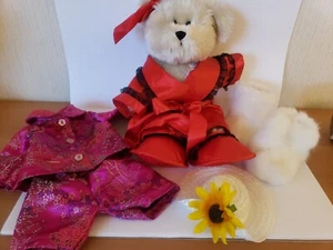 Dress Up Teddy Bear Fancy Satin Lace and Frills Stuffed Blonde Nighty Night Bear - Picture 1 of 14