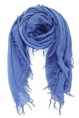 NEW! Chan Luu Soft Cashmere & Silk Scarf Wrap Shawl Solid BAJA BLUE BRH-SC-140 - Image 1 of 2