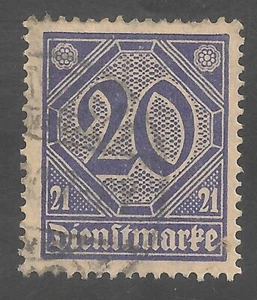 Alemania #OL12 (LO5) en muy buen estado usado - 1920 20pf Número de Valor - Sello Oficial Local - Imagen 1 de 1