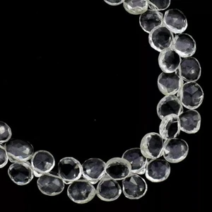 Natural Rock Crystal Faceted Pear Heart Shape Gemstone Beads 10Pcs Jewelry Craft - Picture 1 of 10