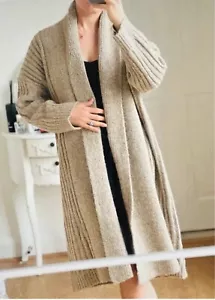 ZARA BEIGE OVERSIZED RIBBED KNIT COAT LONG CARDIGAN SIZE S RRP £70 - Picture 1 of 8