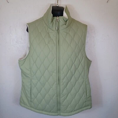 Chaleco de invierno reversible acolchado Free Country para mujer-M-verde-piel sintética-crebilla frontal Foto 1 de 4