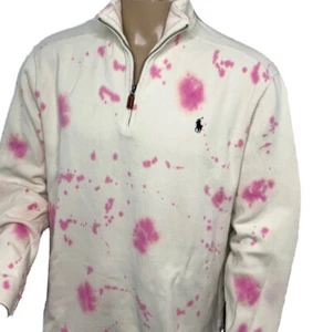 Polo Ralph Lauren Sweater 1/4 Zip Mock Neck Ribbed Custom Tie Dye Men Sz L - Picture 1 of 8