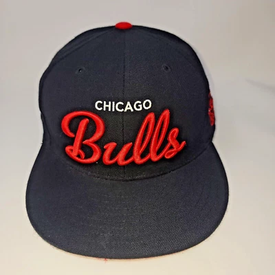Chicago Bulls Wool Hat Mitchell and Ness Two Tone Script Fitted 7 3/4 - Image 1 of 4