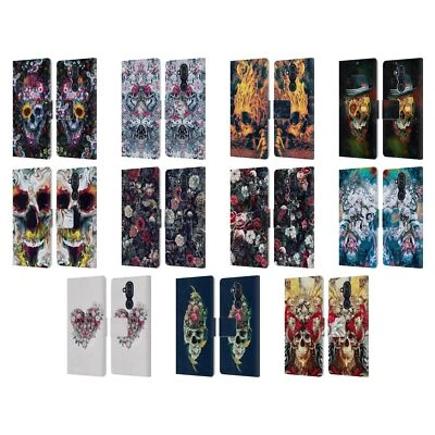 OFFICIAL RIZA PEKER SKULLS 9 LEATHER BOOK WALLET CASE COVER FOR NOKIA PHONES - Image 1 of 4