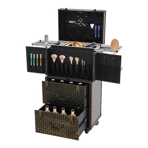 Valigetta treno trucco chiudibile a rullo organizer trolley chiudibile a chiave professionale - Foto 1 di 12