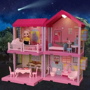 "Multilevel Doll House with 108 Accessories, Creative Play Set for Kids 3+ - Picture 1 of 14