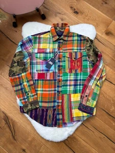 Polo RALPH LAUREN Patchwork Work Shirt Long Sleeve Aztec army Camo Size M L XL - Picture 1 of 24