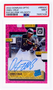 2022 Donruss Optic Oneil Cruz Rookie Auto Pink Velocity #52 /25 PSA 9 Rookie RC - Picture 1 of 2