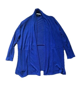 Cardigan Kasper donna blu taglia grande aperto davanti - Foto 1 di 4