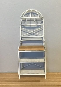 Dollhouse White Metal w/ Butcher Block Bakers Rack - Picture 1 of 9