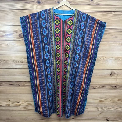 Кафтан J Peterman один размер цветной ацтекский племенной хлопок кафтан хиппи MuuMu B107 - Изображение 1 из 4