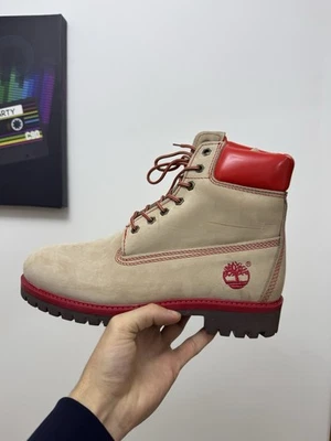 Timberland 6-Inch Premium Boot (édition spéciale) beige  et rouge taille 43 UK 9 - Immagine 1 di 4