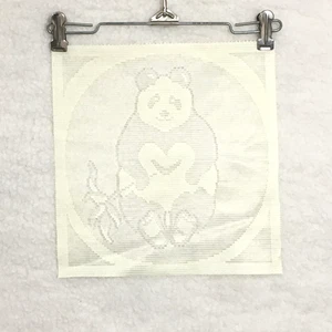 Stoff Spitzeneinsatz eckig Panda Bär cremeweiß Nähen Basteln Vintage - Bild 1 von 6