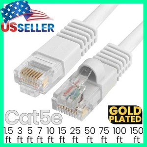 White Cat5e Cable Ethernet Cat5 Patch Cord Internet LAN Network Wire LOT - Picture 1 of 16