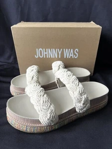 NUEVA CAJA Sandalias Johnny Was Cuerda Trenzada Crema Talla 10 Cuero Cubierta Antipolvo Precio de venta sugerido por el fabricante $278 - Imagen 1 de 19